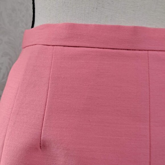 J Crew Collection Size 4 Coral/Pink Mini Skirt Wool/Silk Blend Back Zip EUC - Picture 2 of 9